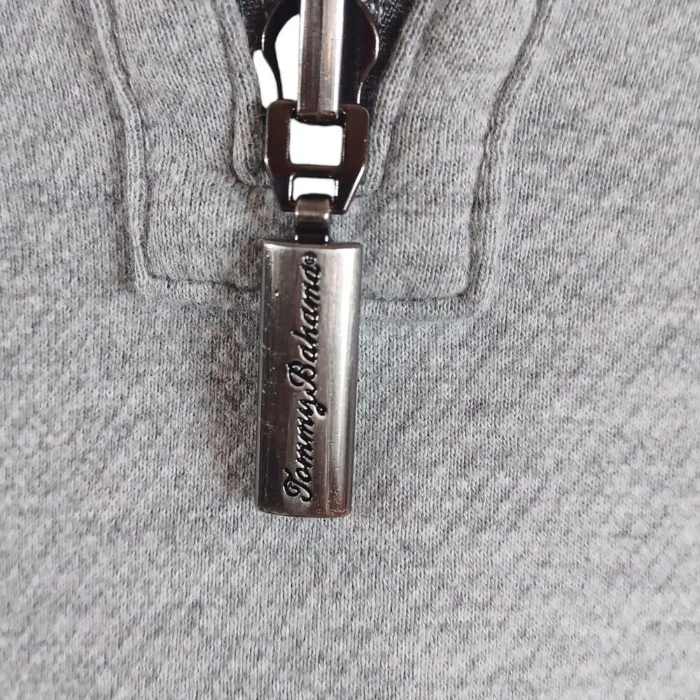 Tommy Bahama Sz L Reversible 1/4 Zip Pullover Sweatshirt Gray Resortwear Sweater